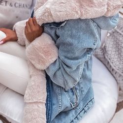 Women's Denim Fur Jacket