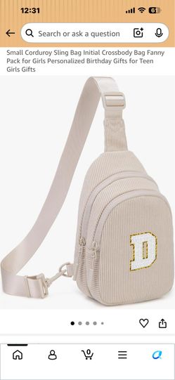 Corduroy Small Personal “D” Initial Back-Pack-Beige-NEW