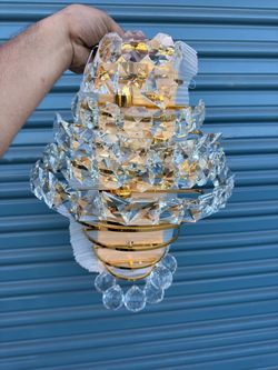 Crystal Wall Sconce Light Fixture Gold Frame