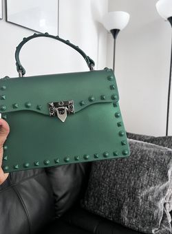 Beautiful Heavy Plastic Medium Green Bag. Used For Few Days. Like New.