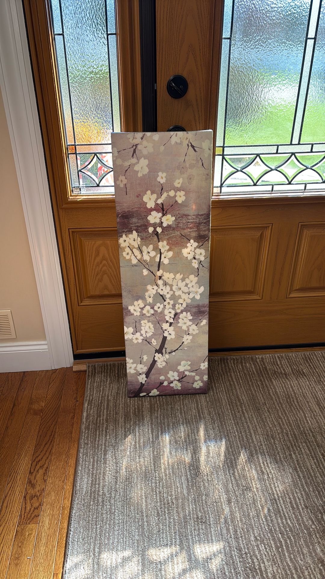 White Flower Canvas Wall Art, Narrow