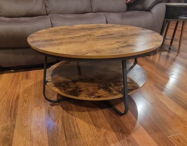 Rustic Brown Circular Coffee Table