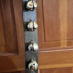 Very Old Christmas Vintage Sleigh Bells on Heavy Leather Strap