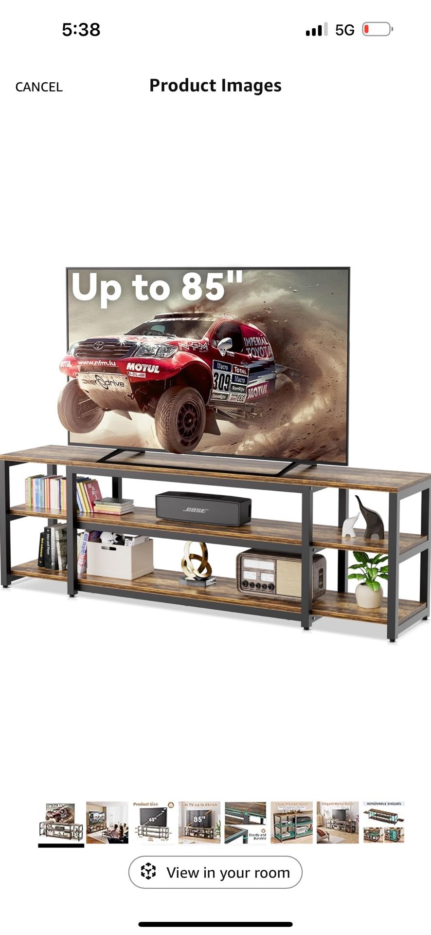 Aquzee 85 inch TV Stand, Entertainment Center for 70 75 80 85" TV, 75.2" Wide Wood Television Console Table for Living Room Bedroom Gaming Room, Rusti