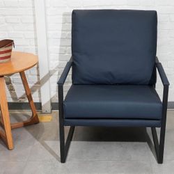 StoneCreek Accent Chair, Modern Armchair with Metal Frame, Leather Single Sofa Chair with Thick Padded Backrest, Upholstered Lou