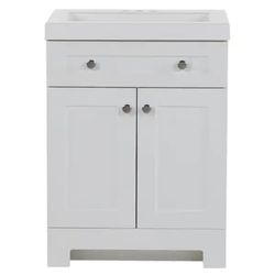 Everdean 25 in. Single Sink White Bath Vanity with White Cultured Marble Top (Assembled)