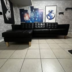 3 Seat Sectional Black Leather Couch (originally $1,950)!