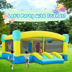 Big Bounce House,15 x 14.8 FT Inflatable Bounce Castle for Kids 3-12,Outdoor/Indoor Bouncy House with Blower,Slides,Obstacles,Trampolines,B