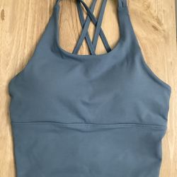 Womens Size XS Blue Athletic Criss-Cross Back Halter Top, Sports Bra, Workout Tank Top, Removable Pads