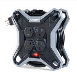 15 ft. Extension Cord Reel with 4 Outlets, Black