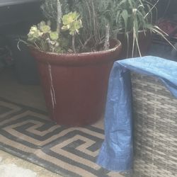 ceramic Planter Pot Red Sturdy Approximately 2 Feet Tall