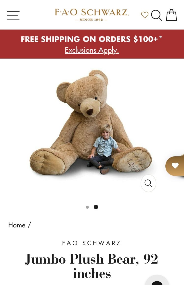 NEW Giant 8’ FAO Schwartz Bear