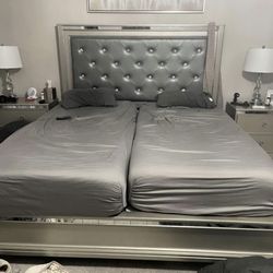 Silver Diamond Mirrored King Bedroom Set
