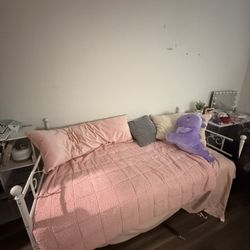 Day Bed, Twin Xl Mattress And White Frame