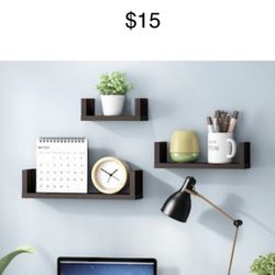 Furinno Indo Espresso Floating Decorative Wall Shelves (Set of 3)