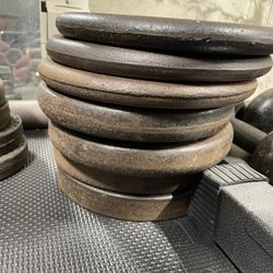 Around 160-180lbs Of Dumbbell Weights. Bars With Clips. 