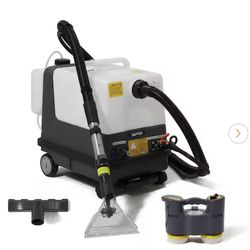 Commercial Upright Corded Carpet Cleaner Extractor with Steam, Spray-Vacuum and Mite Remover in Grey