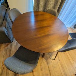 Round Wooden Dining Table With 4 Chairs