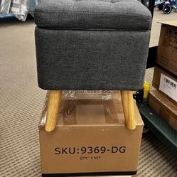 Small Ottoman with Storage Gray