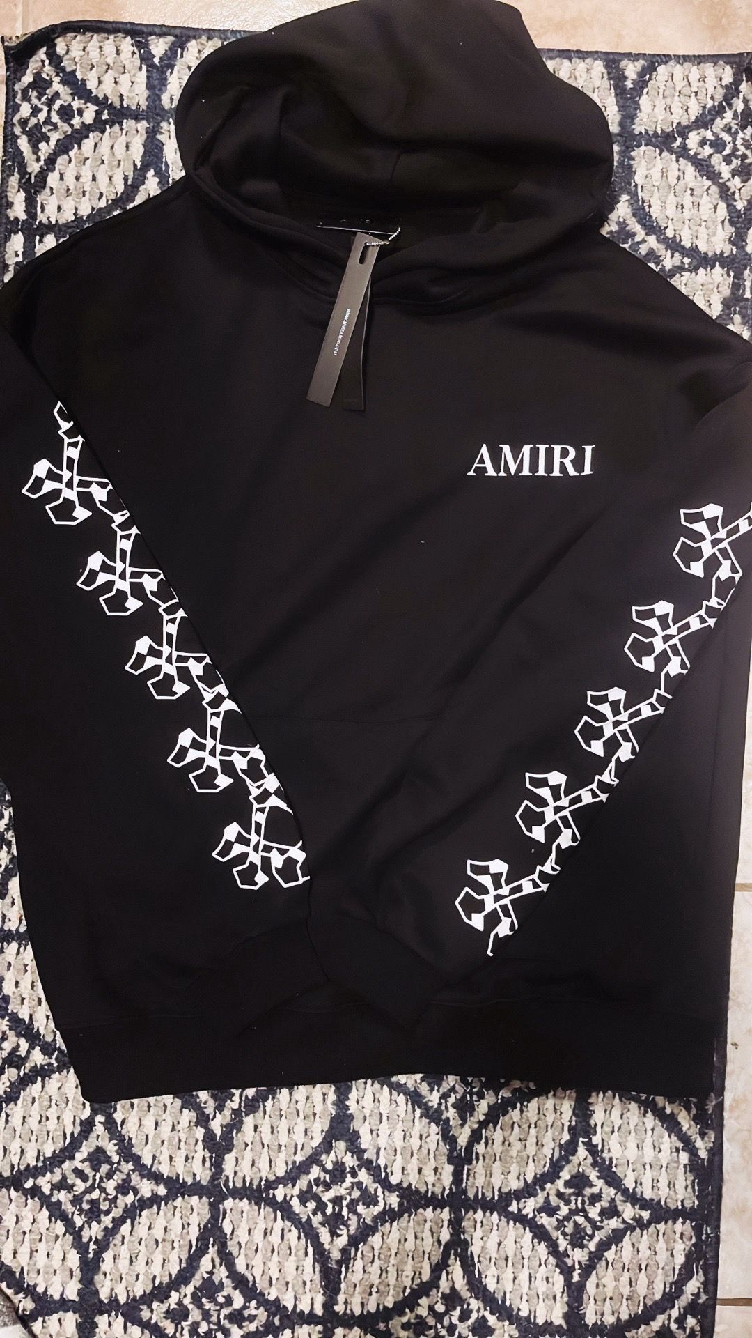 AMIRIS Stacked Bones Black and white Hoodie