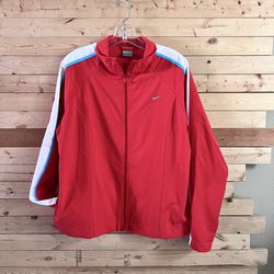 Nike Vintage Red Orange Zip Up Activewear TrackSuit Lt.wt. Jacket size L (12/14)