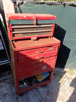 Toolbox full of tools full of paint full of welding tools sockets wrenches