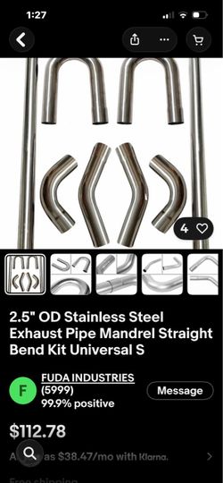 2.5” stainless steel Exhaust pipe , new