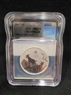 Silver coin .999 pure silver year of the goat