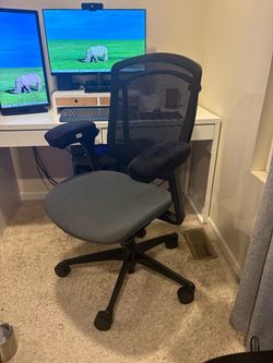 Gray Ergonomic Mesh Office Chair With Adjustable Arms