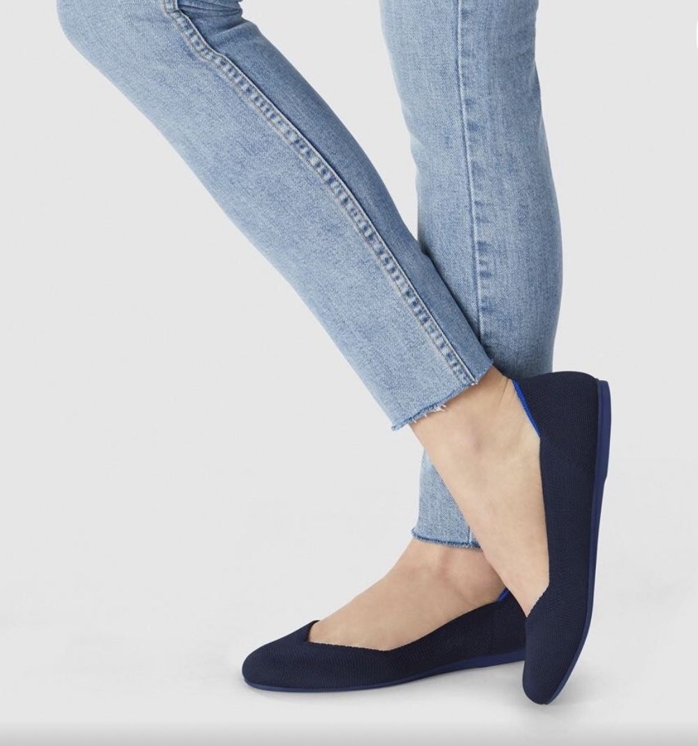 Rothys Navy Solid Flat round size 8