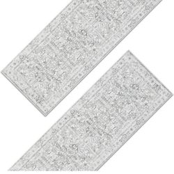 jinchan Lima Kitchen Runner Rug 2x8-2pcs, Bohemian Hallway Washable Rug Floral Non Slip with Rubber Backing Vintage Carpet Runner for Bedroom Bathroom