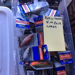 Freshwater fish equipment lures hooks sinkers weights trout bait you name it I have it