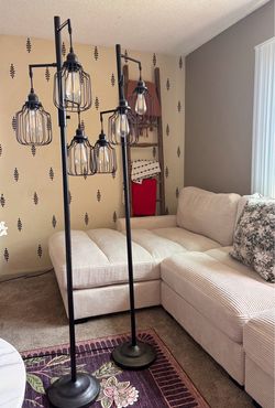 Set of 2 Industrial Cage Lamps – $60 (or $40 each)