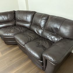 Real Leather Brown Couch