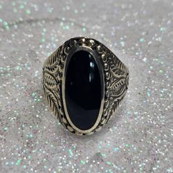 Vintage design 925 Sterling Silver Oval Onyx Handmade Ring for Men