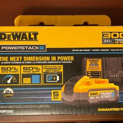 DEWALT Powerstack 20V Battery 5ah And Charger Kit