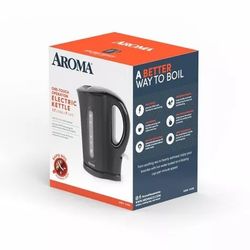 New In Box, Aroma 1.7L Electric Kettle - 7 Cups - Rapid Boil, Cordless In Black