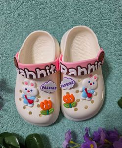Sandal for girl color cream with rabbit, orange tulip and fashion text size 7