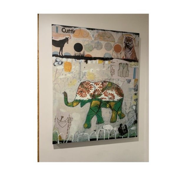 Eclectic Mixed-Media Elephant Wall Art