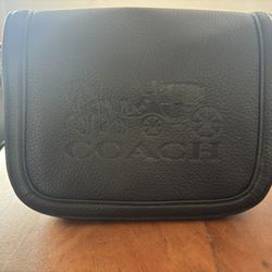 Coach Black Pebbled Leather Crossbody Bag with Adjustable Strap