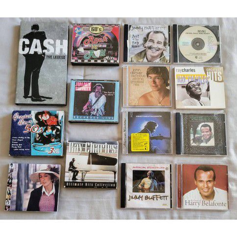 Folk Rock Soul Music CD Set Jimmy Buffett, Johnny Cash, Joan Baez - Set Of 14 Cds