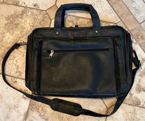 IBM Black Leather Laptop Briefcase Bag
