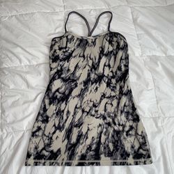 Lululemon Tank Top Marble Tie dye Tan Grey Black Stretch Size 4 Small