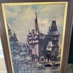 Framed Castle Print Signed Peter Piper