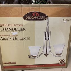 TORINO COLLECTION CHANDELIER satin nickel finish with spew glass