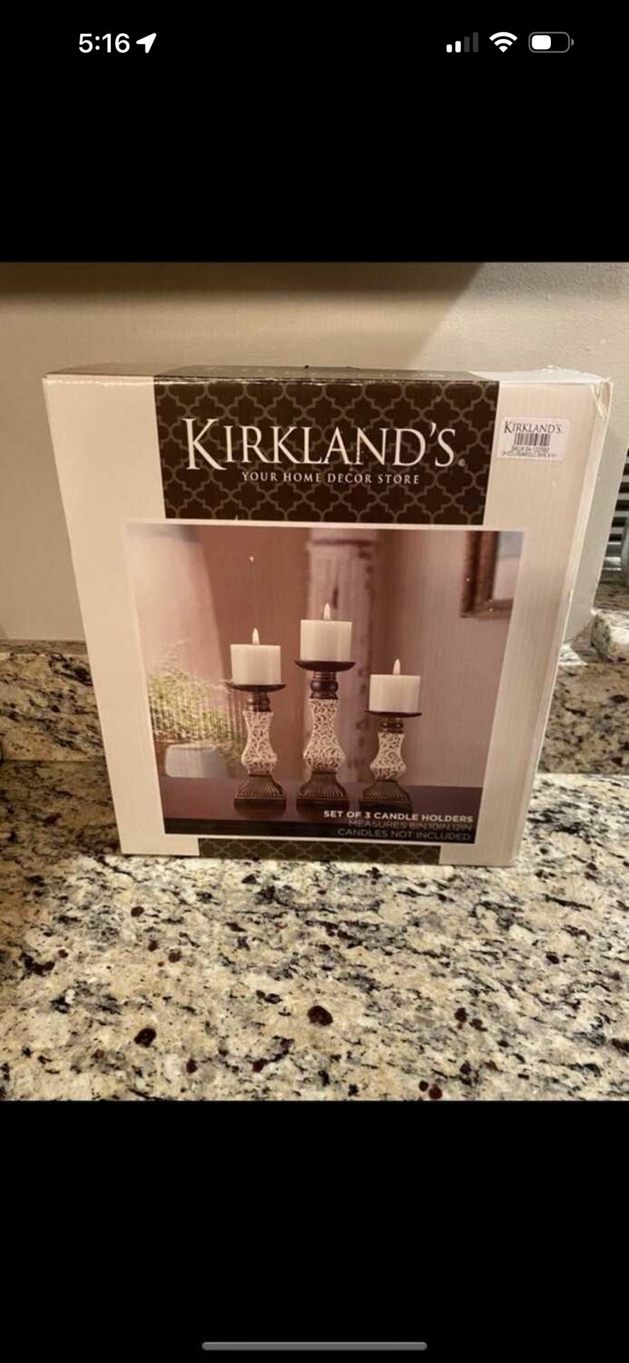 Kirkland set of 3 candles holders set. brand new