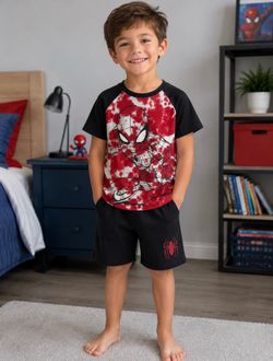 NEW Marvel Spiderman Boys Top & Shorts 2-Piece Outfit Set Size 6