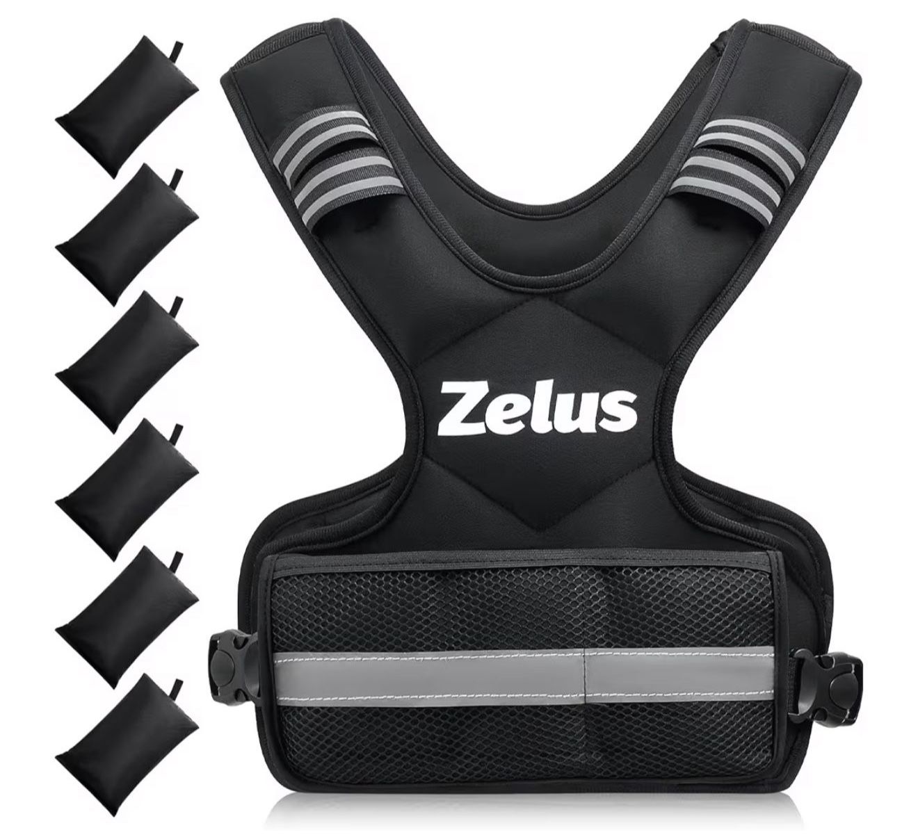 ZELUS Weighted Vest for Men and Women 4-10lb Vest with 6 Ironsand Weights for Home Workouts | Adjustable Body Weight Vest Exercise S