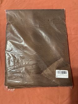 Brown shower curtain.