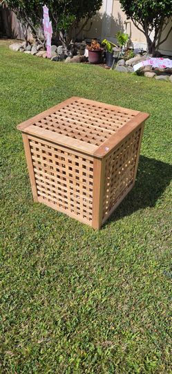 Wood Lattice Storage Box / Side Table